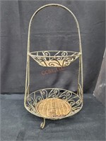 Two Level Metal and Wicker Etagere