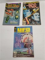 3 Vtg Comic Books Star Trek, Lost in Space, UFO