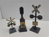 3 Vintage Metal Railroad Crossing Signals