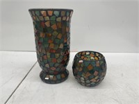 Glass Mosaic Candle Holder and Vase