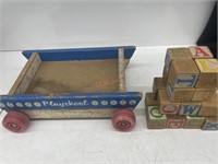 Wooden Blocks With Playskool Wagon