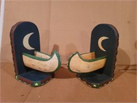 Pair of Wooden canoe Bookends