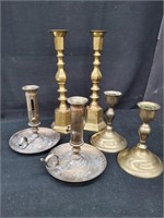 Lot of 6 Brass Candlesticks (3 pairs)