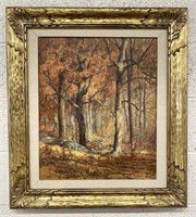 Framed & Matted Fall Grove Painting on Canvas