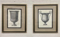 Qty (2) Gold Framed Italian Vase Drawings