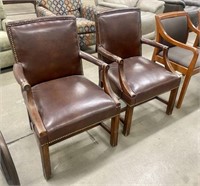 Qty (2) Wood and Leather Executive Chairs