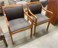 Qty (2) Wood Upholstered Office Chairs