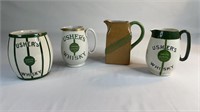 4 WHISKY WATER JUGS (USHERS)