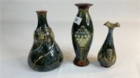 3 ROYAL DOULTON LAMBETH VASES