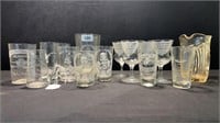 LARGE QTY OF ASSORTED ETCHED GLASSWARE