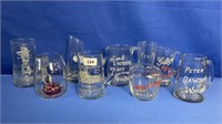 8 ASSORTED WHISKY JUGS ALL HAND PAINTED