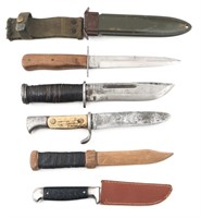 WWII US FIGHTING KNIFE LOT OF 5