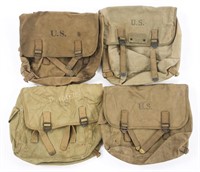 WWII US ARMY M-1936 CANVAS FIELD BAG LOT OF 4