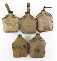 WWII US CANTEEN WITH COVERS LOT OF 5