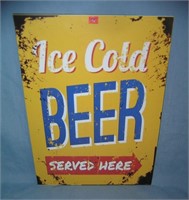 Ice Cold Beer Served Here retro style advertising