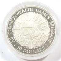 1982 AUSTRALIA COMMONWEALTH GAMES SILVER $10 COIN