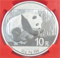 NGC GRADED 2006 CHINESE SILVER PANDA S10Y MS70