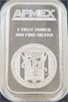 APMEX 1 OZ .999 FINE SILVER BAR SEALED PACKAGING