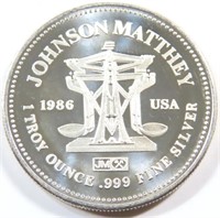 1986 JOHNSON MATTHEY FREEDOM 1 OZ SILVER ROUND