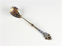 Antique Russian Silver Plique A Jour Enamel spoon