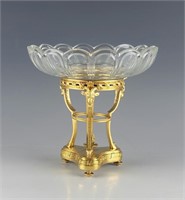19C French Bronze Baccarrat Crystal Centerpiece