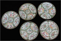 Five Chinese Rose Medallion Plates