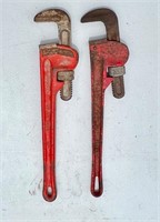 2- 18" PIPE WRENCHES: RIDGID & SEARS