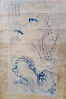Chinese Ink color Scroll Painting w Calligraphy