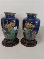 Pair of Japanese Silver Cloisonne Vases, Mark