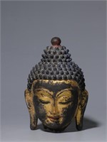 Chinese Gilt Bronze Buddha Head