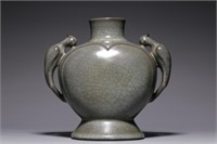 Chinese Longquan Porcelain Vase w Handle