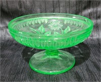 Vaseline Green Uranium Glass Candy Dish