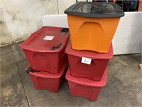 5 MISC TOTES W/ LIDS