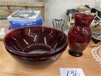 3 PCS OF RED RUBY GLASS