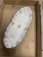 NIPPON OBLONG DISH BLUE W/FLOWERS