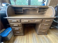 Large wooden roll top desk