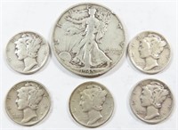 WW2 ERA U.S. SILVER COINS 90% $1.00 FACE VALUE