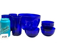 Vintage Cobalt Blue Glass Dish Lot