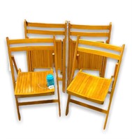 Set 4 Wooden Folding Chairs Made in Romania