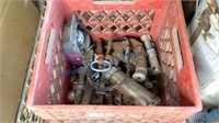 CRATE OF 3 POINT PINS, WASHERS, TRAILER BALL, ETC