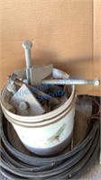 BUCKET OF LARGE BOLTS AND WASHERS
