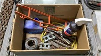 BOX OF 1/2in CHAIN SPLICES, WRENCHES, FUNNEL,
