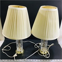 Pair Of Pinwheel Lead Crystal Desk Lamps