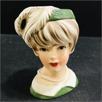 Vintage Relpo Japan Ceramic Figural Lady Head Vase