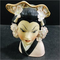 Vintage Japan Ceramic Figural Lady Head Vase