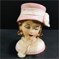 Vintage Japan Ceramic Figural Lady Head Vase