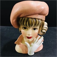 Vintage Relpo Japan Ceramic Figural Lady Head Vase