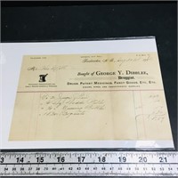 1906 Fredericton NB Druggist Receipt