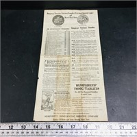Antique Humphrey's Remedies Advertising List