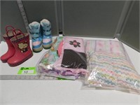 Baby blankets and toddle boots (size: 5/6 and 8)
